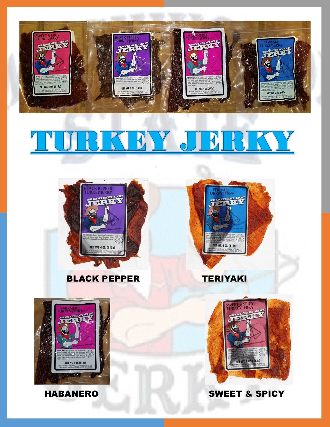 Washington State Jerky - Turkey Jerky Menu